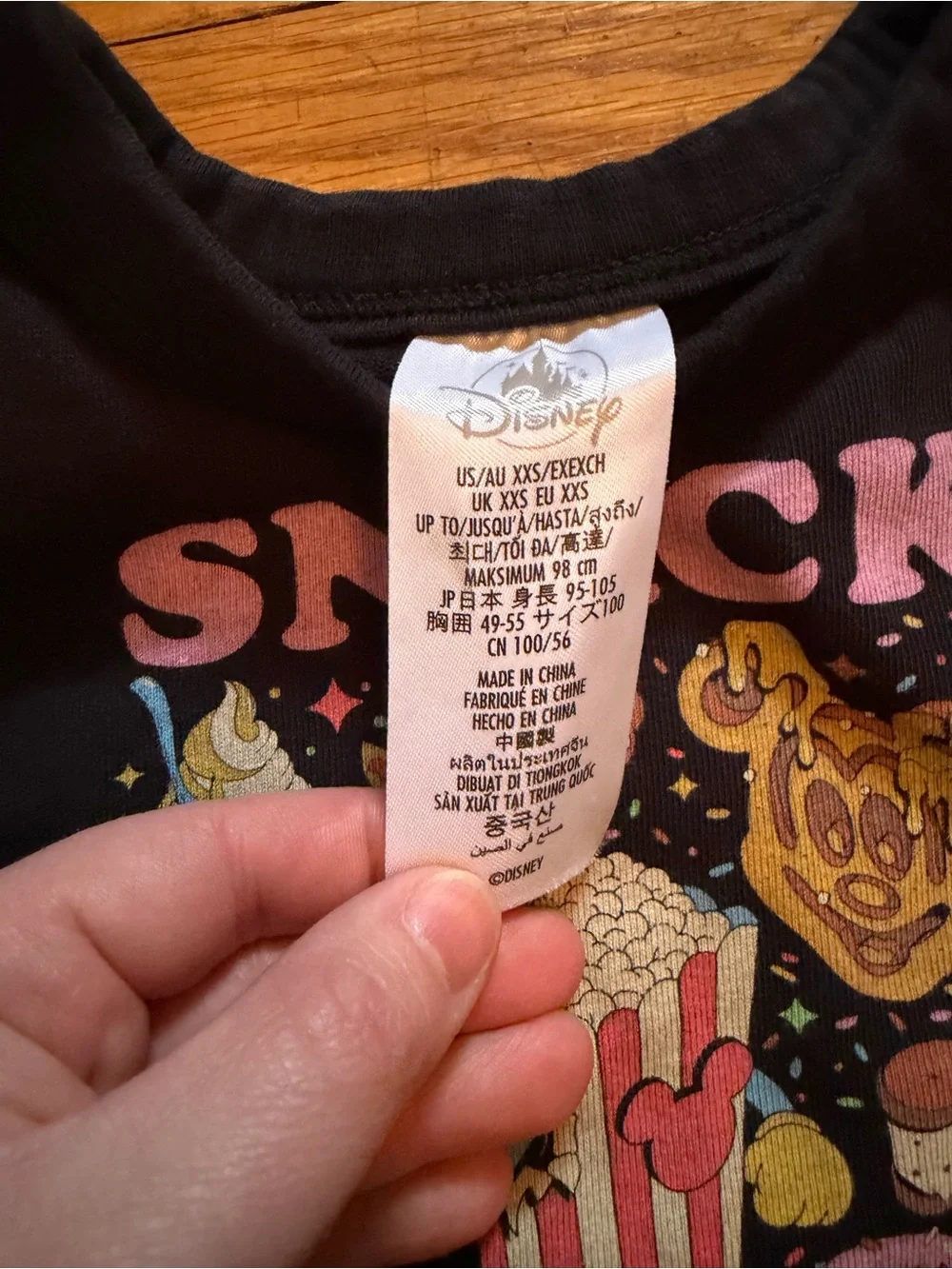 Disney XXS Black 'Snack Goals' Graphic Tee with Pink Accents NWOT